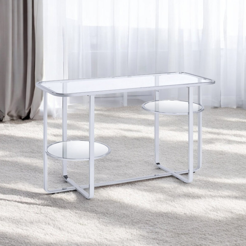 Sofa Table, Chrome & Glass