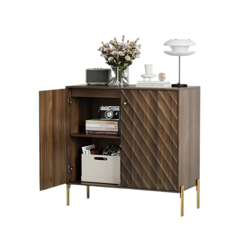 Buffet 55 po en bois de noyer avec portes et tablettes, armoire de rangement en noyer pour la salle à manger ou le salon