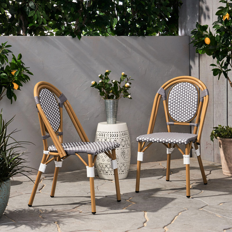 2 chaises berçantes françaises - aluminium, blanc et gris