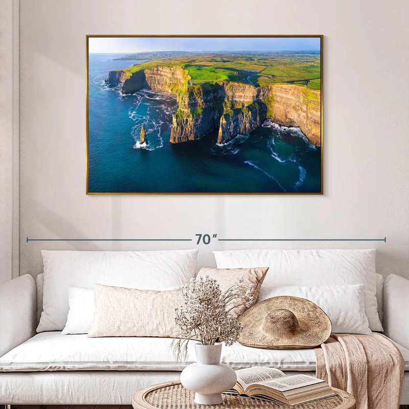 Cliffs Of Moher In Ireland, 46" X 31", Floating Frame Gold