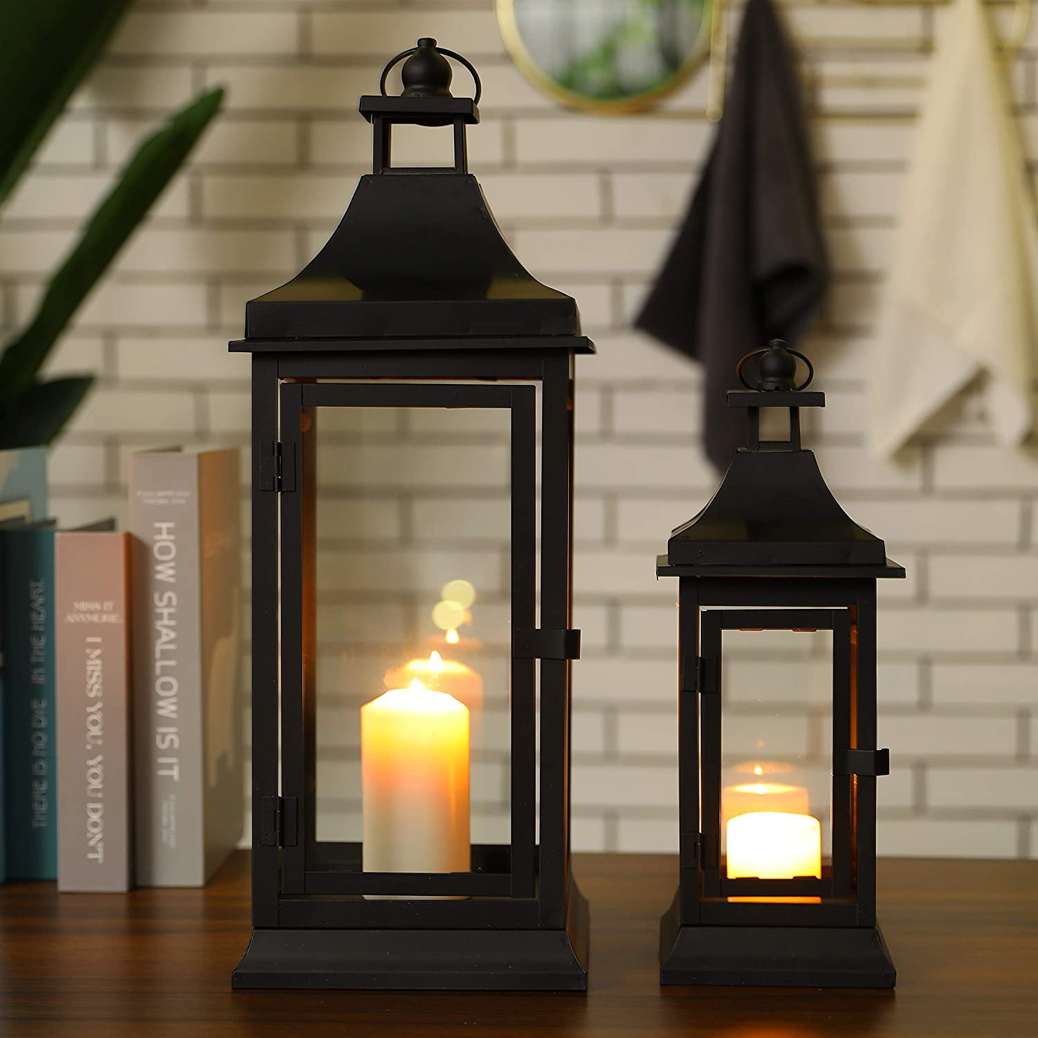 Red Barrel Studio® 2 Piece Metal Outdoor Candle Lanterns Set