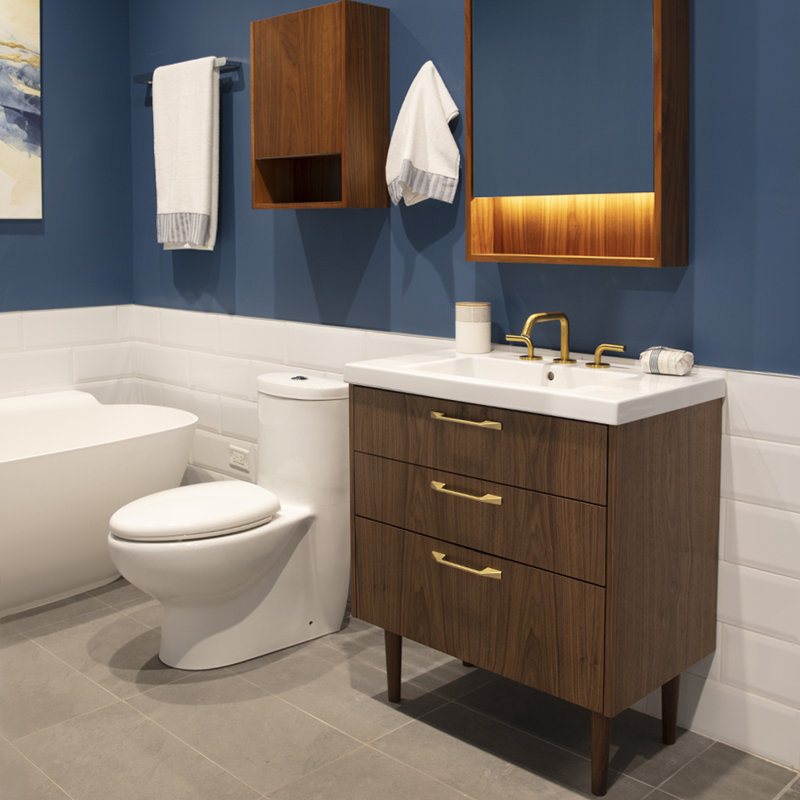 Sofi 31.5'' W Single Vanity, Natural Walnut, Matte Black, 2 Hole - 4" Centers