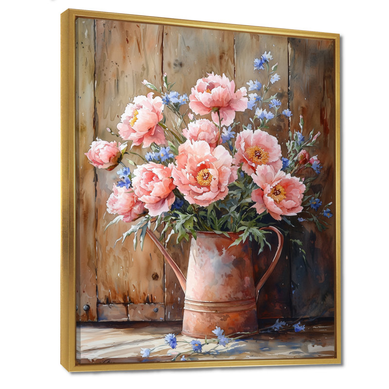 Country Bloom Peony Bouquet I - Pivoines, reproductions encadrées, H 32 po x l 24 po, Impression encadrée sans passe-partout