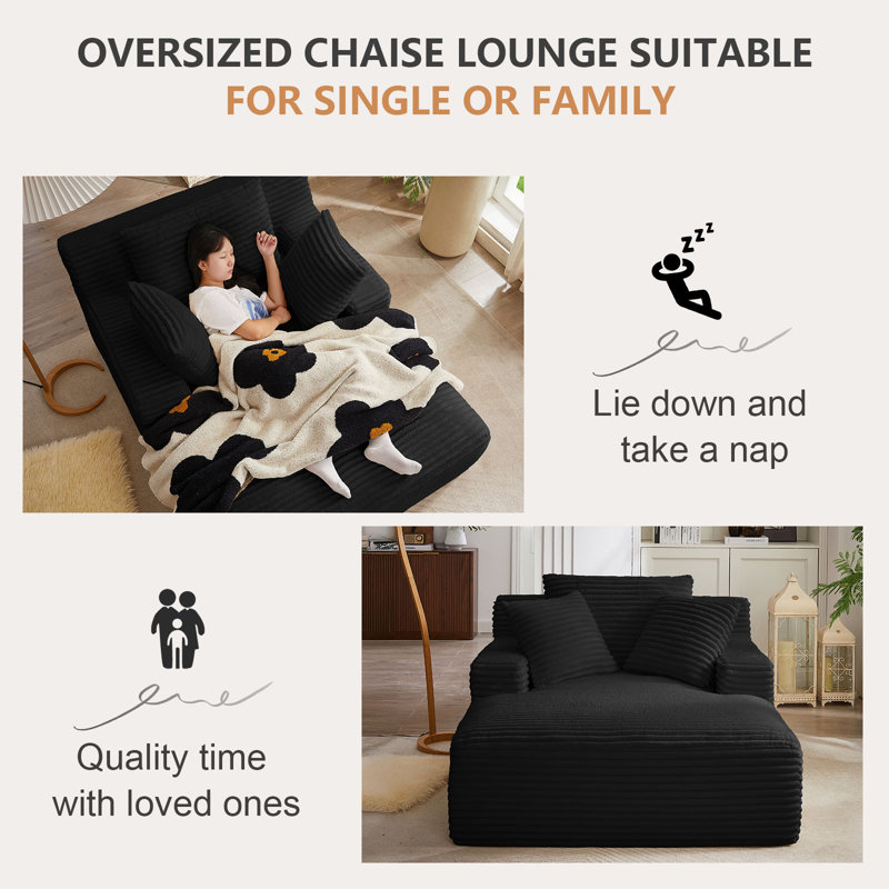 thumbnail image 2 of 55 Inch Modern Corduroy Single Sofa - Oversized Round Reading Chair With Armrest Pillow 2 of 14