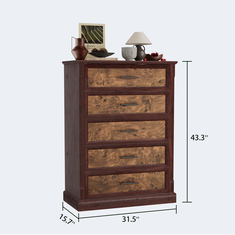 Commode 5 tiroirs Rustic Farmhouse, Brun