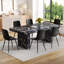 Ensemble de table et de chaises 78,7 po x 39,4 po x 29,9 po, panneau de salle à manger luxueux en marbre noir avec un plateau de table de 3,5 po d'épaisseur.-1355312935
