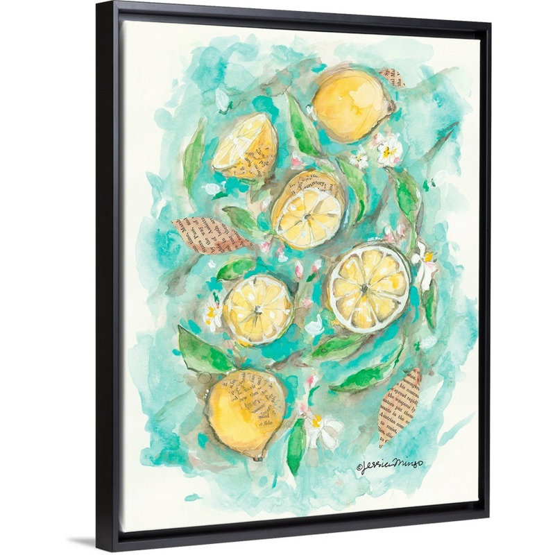 Reproduction d’art sur toile, "make Lemonade" par Jessica Mingo, Cadre noir, H 18 po x l 14 po x P 1,75 po
