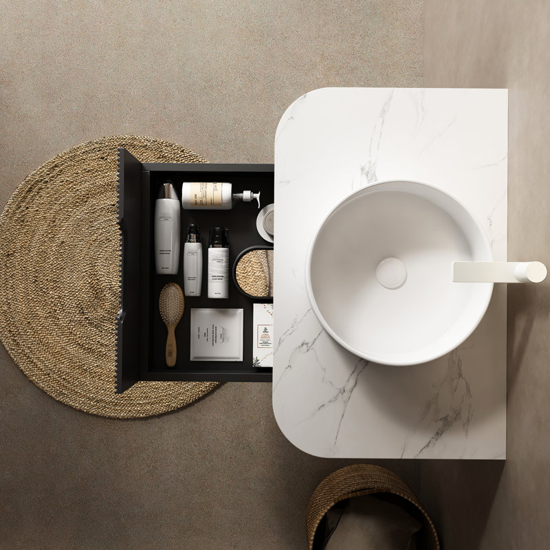 Lavabo de salle de bain en céramique de 14 po - blanc, attrayant et élégant