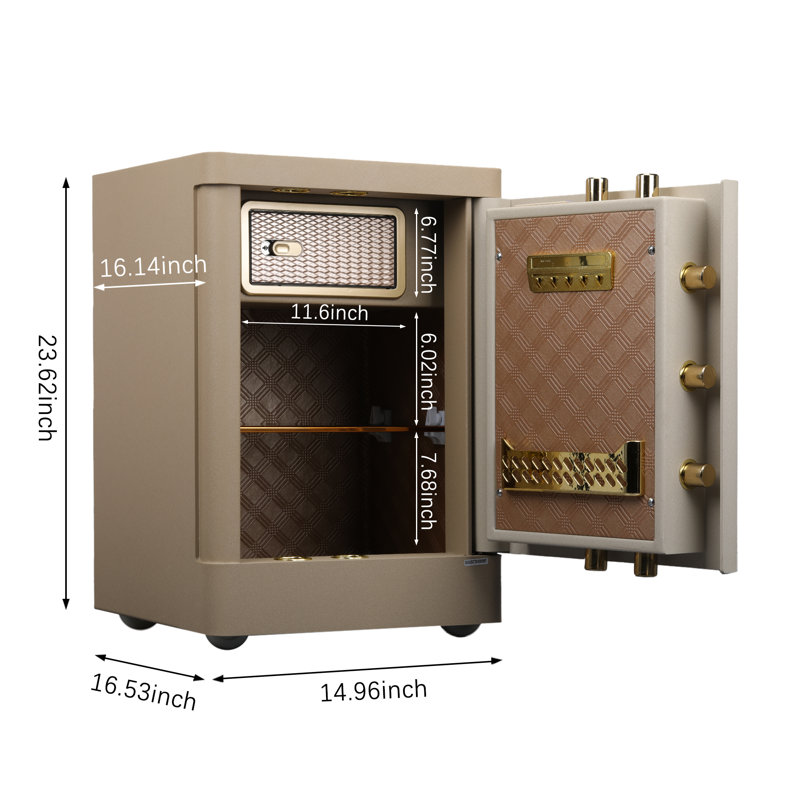 Security Safe Lock Cabinet With Fireproof Bag, Beige