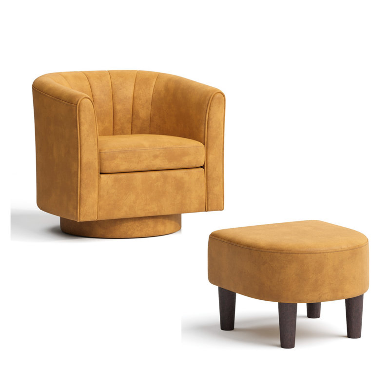  Fauteuil demi-tonneau pivotant avec repose-pieds 27,4 po Torince, Capri jaune, H 26 po x l 27,4 po x P 25,6 po