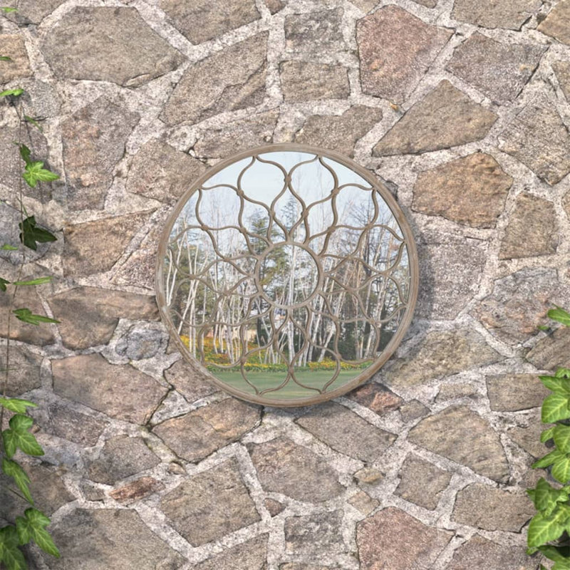 Miky Metal Flat Wall Mirror, Brown, 40cm H x 40cm W