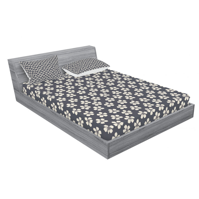 Ensemble de draps à motif floral, Ensemble de drap pour grand lit avec drap-housse