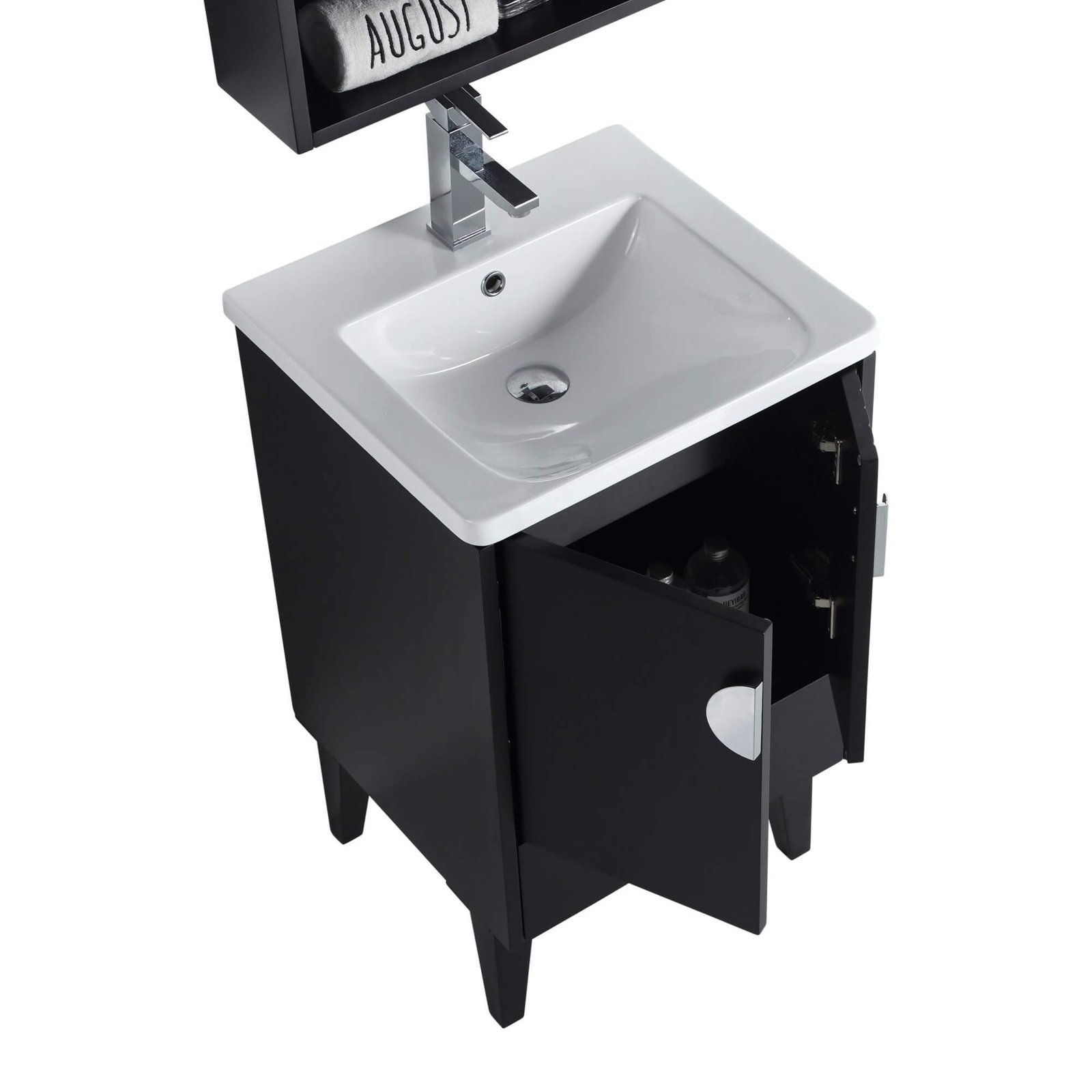 Saimah 20'' Single Bathroom Vanity, Polished Chrome, Black