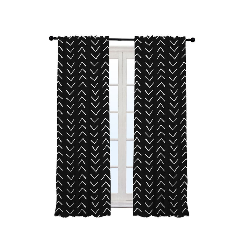 Bohemian Room Lined Single Panel Curtain, Black, 140cm Width x 200cm Drop