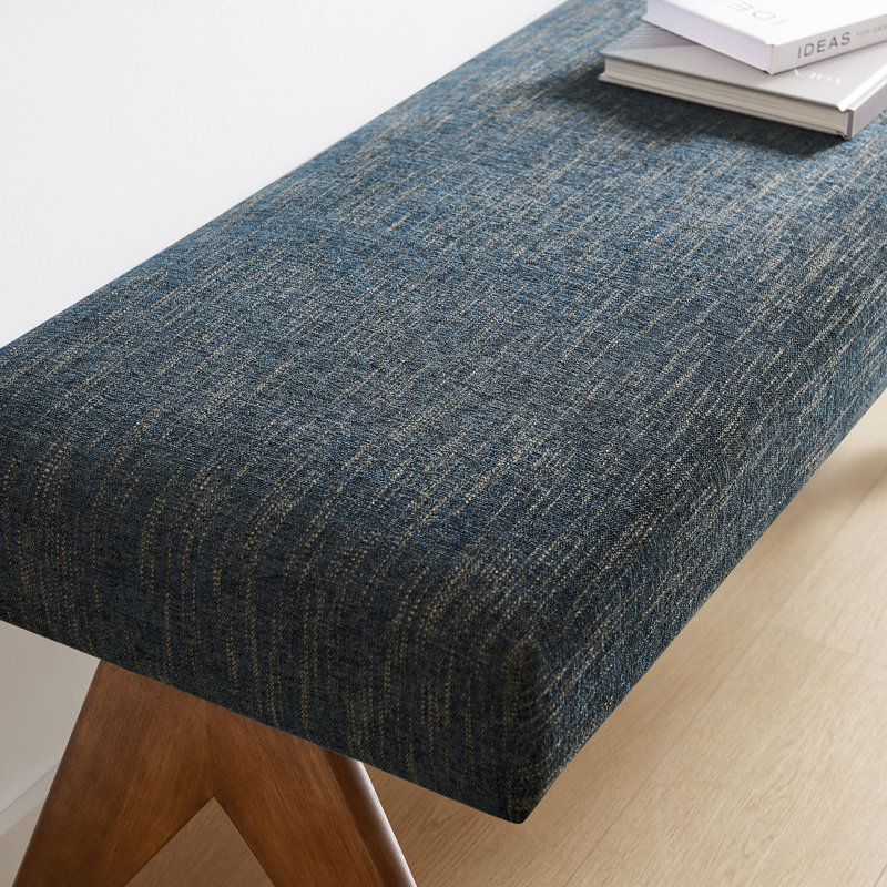 Lyra Fabric Upholstered Bench, Azure, 18.50"H x 47"W x 18"D