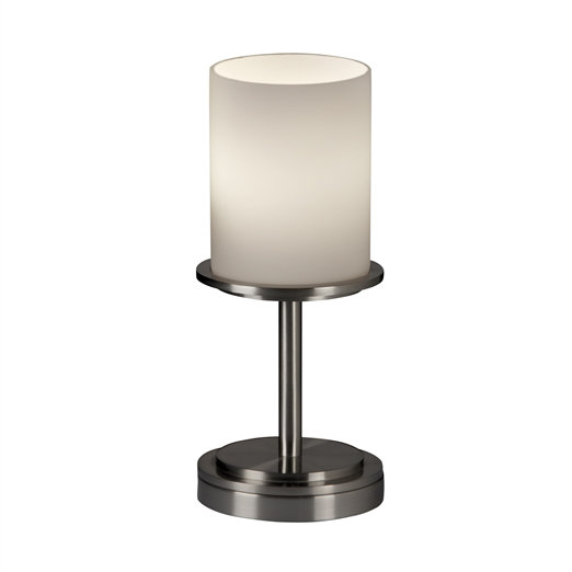 Cylindre 12" lampe de table Salinas, Nickel brossé, Opale