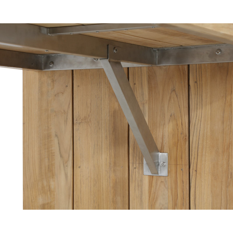 Natural Teak Rectangular Outdoor Dining Table with Waterfall Edge