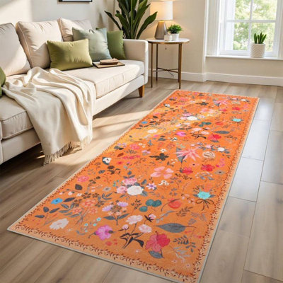 Grand tapis de salon Groner Tapis de chambre lavable antidérapant Tapis décoratif coloré rétro pour la maison
