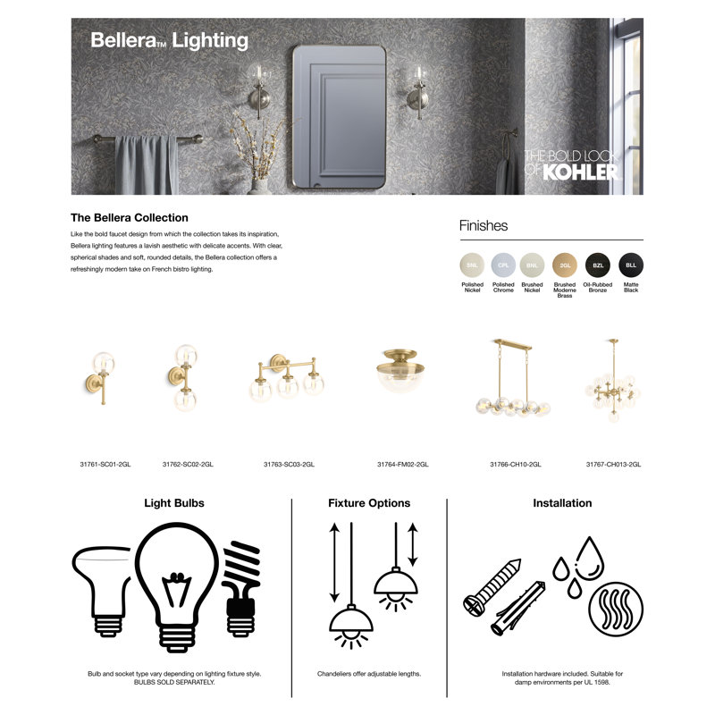 Bellera™ 2-Light Wallchiere, Brushed Moderne Brass