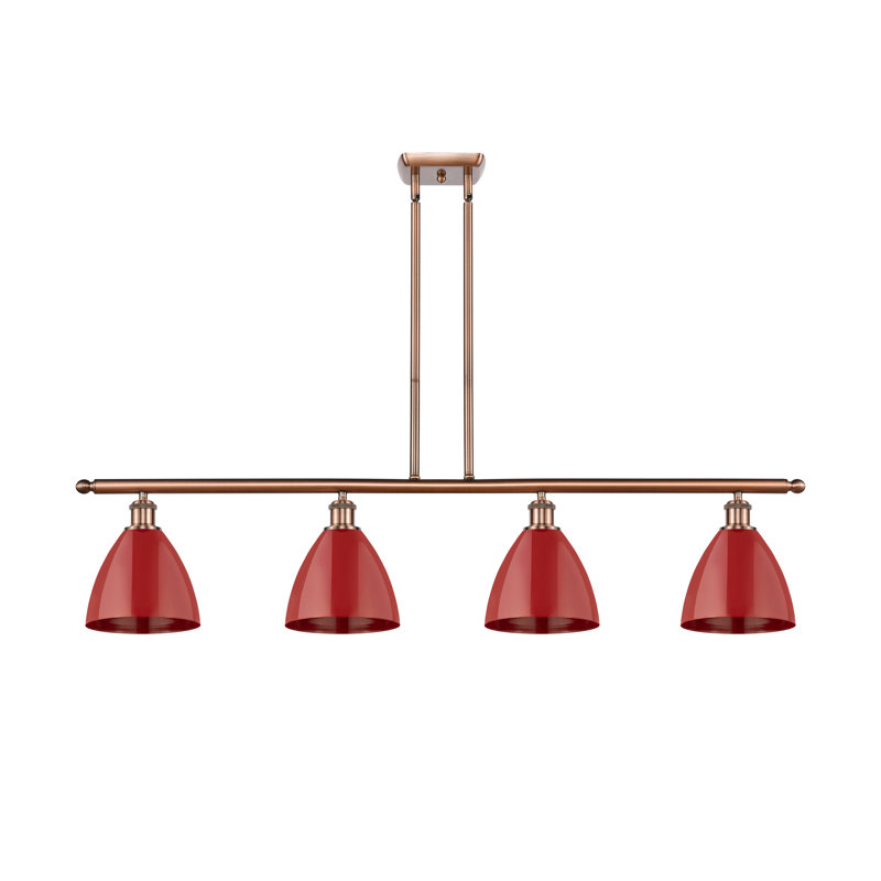 Luminaire suspendu 4 lumières pour îlot de cuisine, Cuivre antique, Rouge