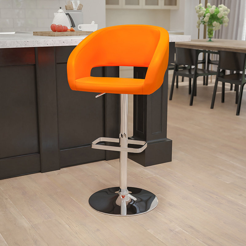 Tabouret de bar Amberlie, Rouge, Chrome, 1