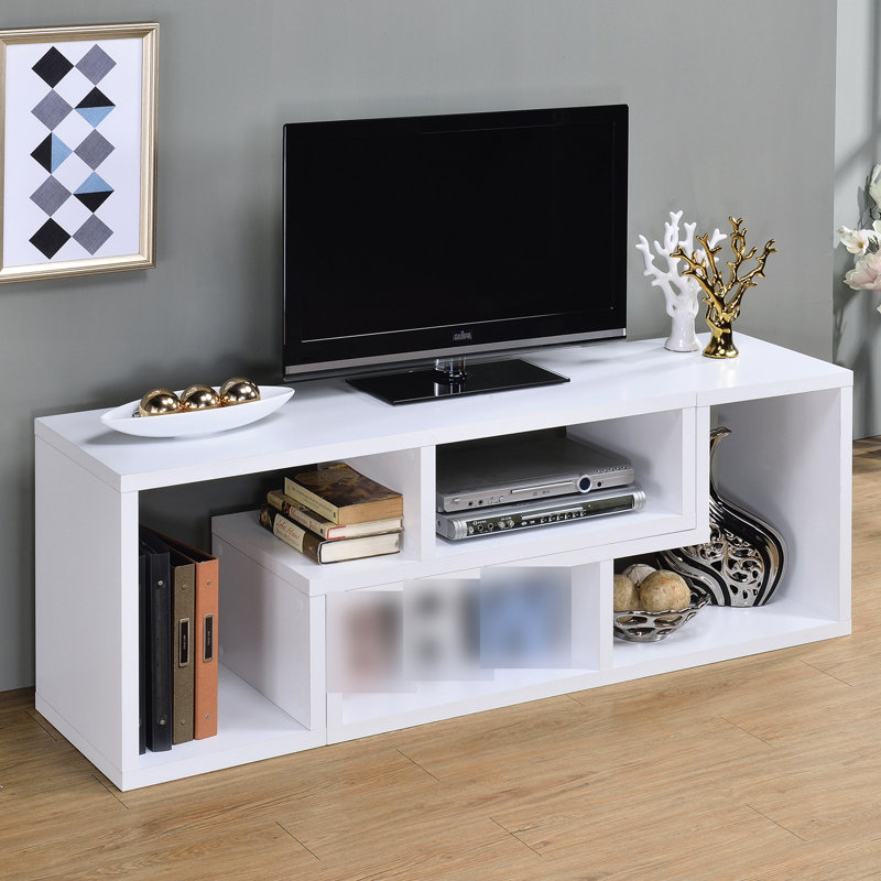 Meuble télé convertible et bibliothèque - blanc, espace de rangement spacieux et console moderne à panneau de particules,