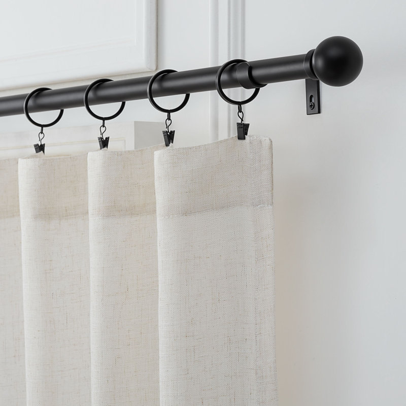 Ensemble de tringle à rideaux 1 diamètre Mode Premium Collection avec embouts de boule modernes et tringle ajustable murale en acier
