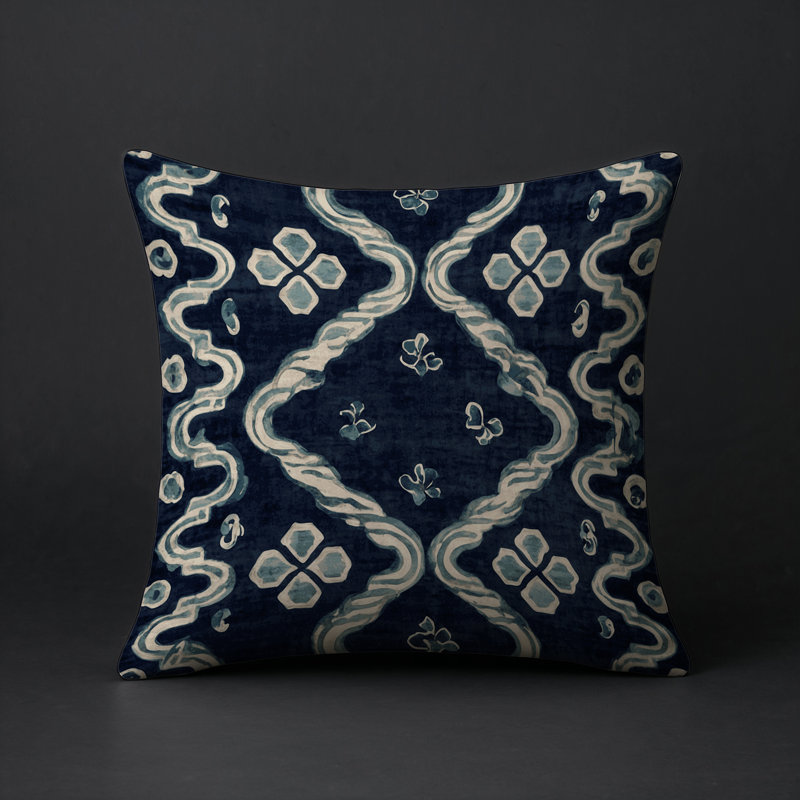 Coussin décoratif intérieur / extérieur gris Modern Modern, Carré 16 po, Vert / floral noir 1