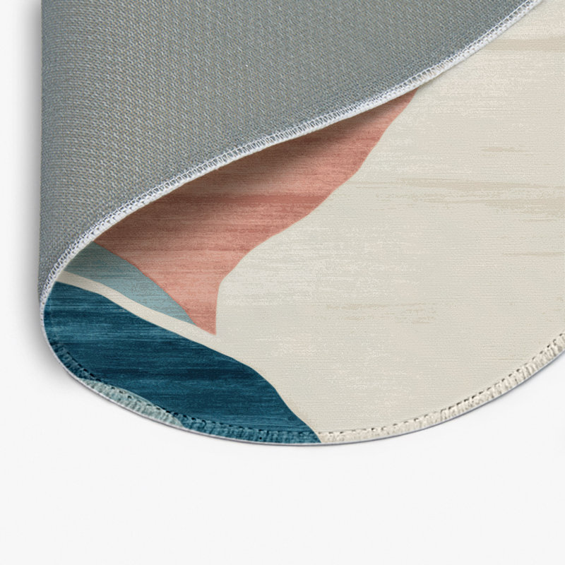 Watercolor Beige Indoor and Outdoor Area Rug, Round 5'