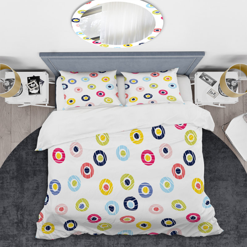 Multicolor Circle Dots Polyester Abstract Duvet Cover