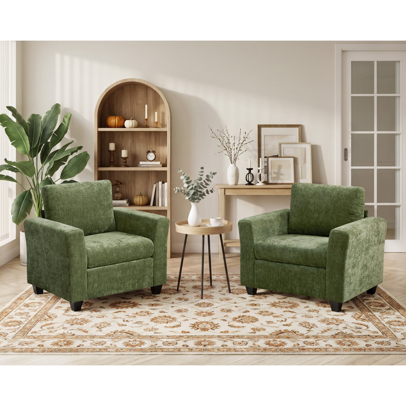 40.35'' Upholstered Accent Chair (Set Of 2), Green