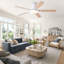 Ventilateur de plafond blanc 52 pouces avec lumière et télécommande Mordern-1207026136