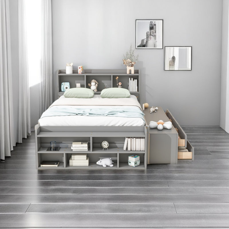 Bookcase Bed, Gray