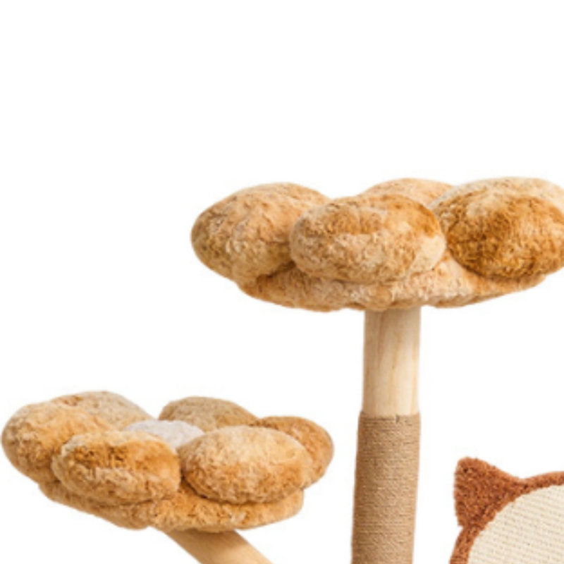 Arbre à chat intégré multi-chats, fait de sisal durable et résistant aux égratignures, avec un lit de chat chaud intégré, offrant à votre chat un petit monde chaleureux et confortable en hiver.