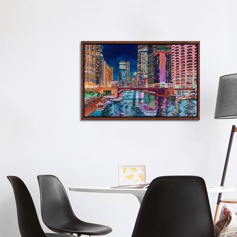 Chicago River By Marina One 1 Piece Wall Art on Canvas, 66.04 cm H x 101.6 cm W, Framed Print without Mat, White