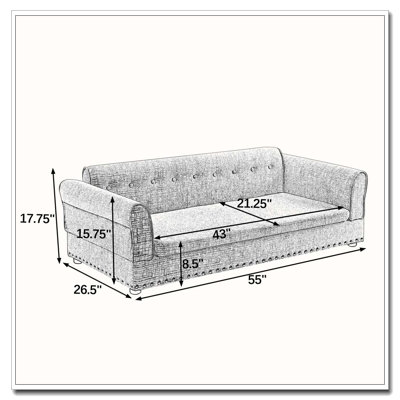 Elegant Modern Linen Fabric Oversized Pet Sofa