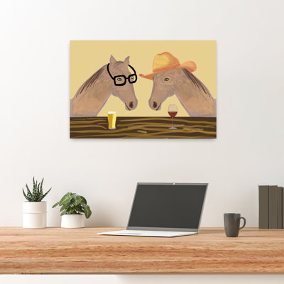 Happy Hour Horses Whimsical Contemporary Horse Wall Art