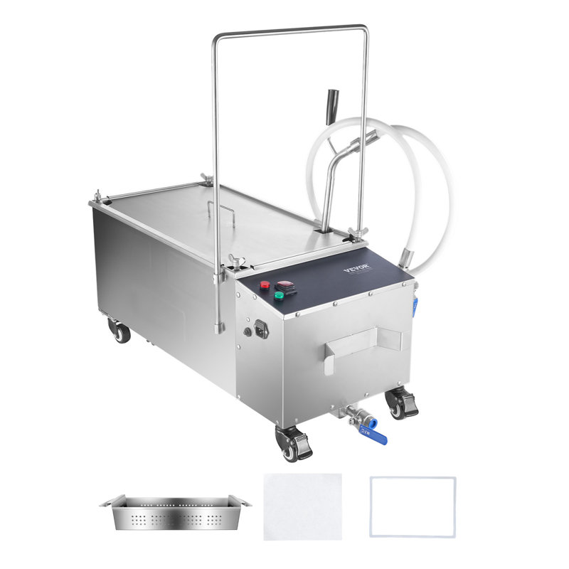 VEVOR Mobile Fryer Filter, 55L Oil Tank Capacity, Oil Filtration System, 31.5" H x 32.7" W x 15.7" D, 55L