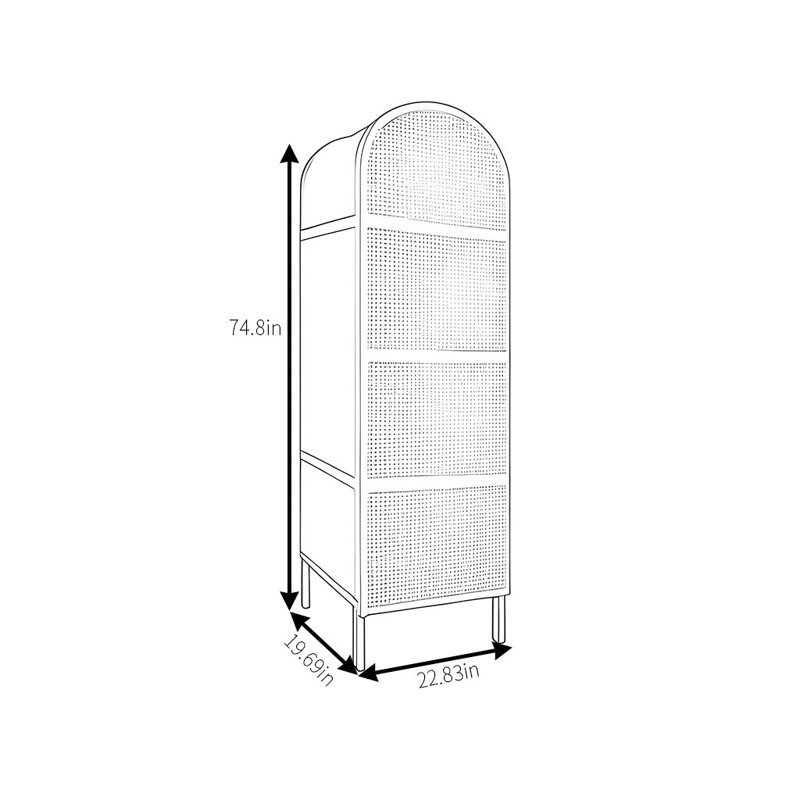 Rattan Simple Woven  Wardrobe, Black