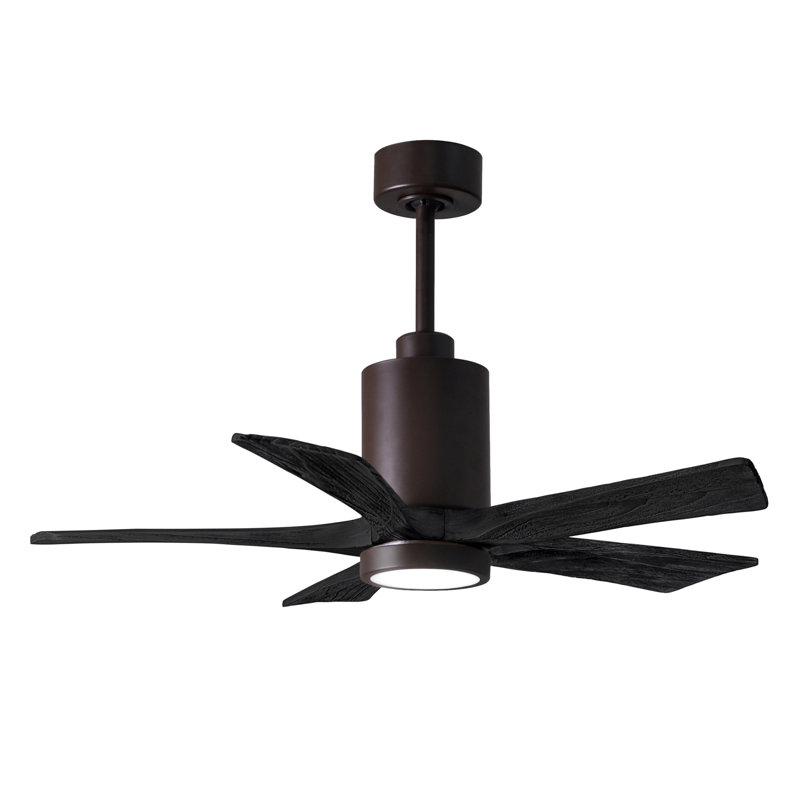 Patricia LED Outdoor Downrod Ceiling Fan, Textured Bronze, Matte Black
