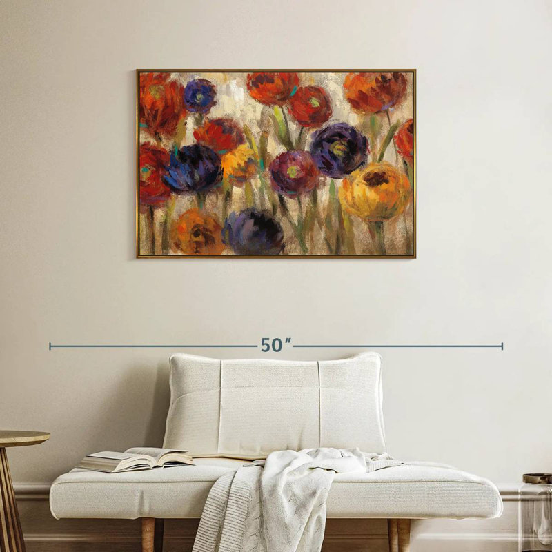 Asters et mamans, Cadre flottant doré, 37 po x 25 po