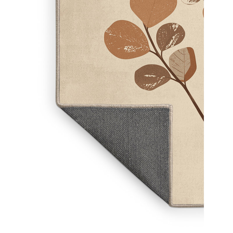 Soft Plush Feemster Thanksgiving Modern & Contemporary Abstract Area Rug in Beige – Beige Binding, 2x3