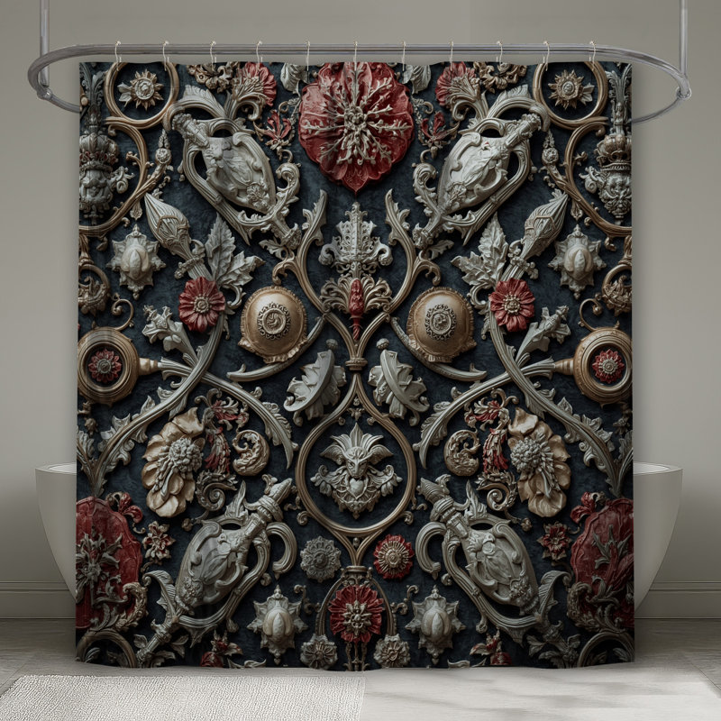 Rideaux de douche Ornate Baroque Embellishments, 70in W x 84in H