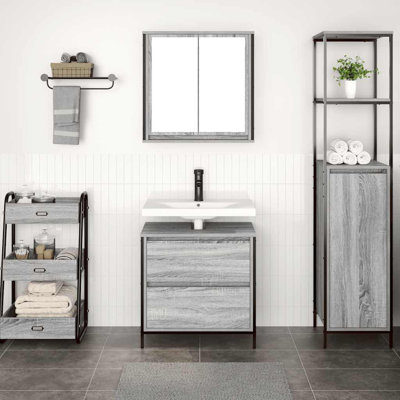 2 Piece Bathroom Furniture Set Engineered Wood