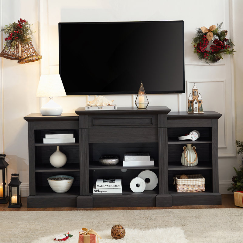 Console multimédia avec grand cabinet de rangement, meuble télé multimédia moderne, l 65,75 po x P 17 po x H 32,48 po