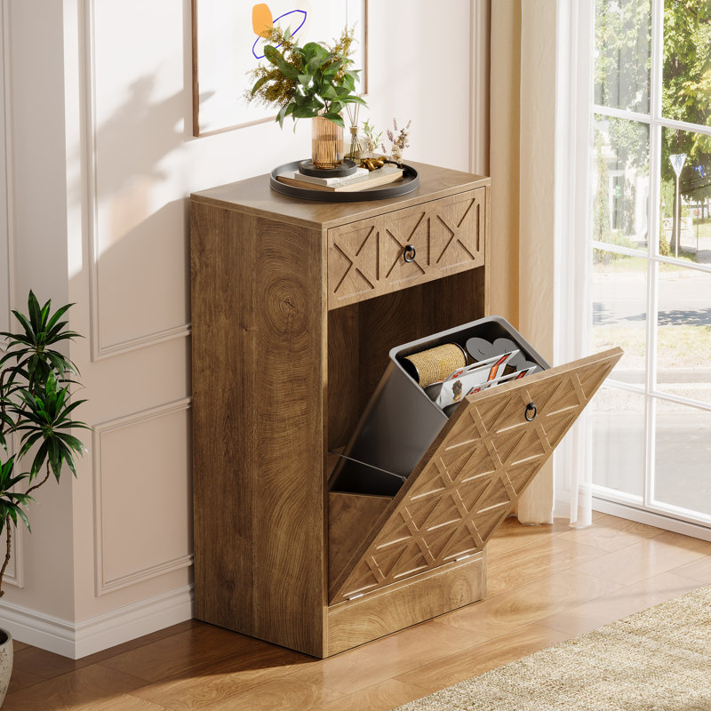 Poubelle inclinable en bois 13 gallons, 1