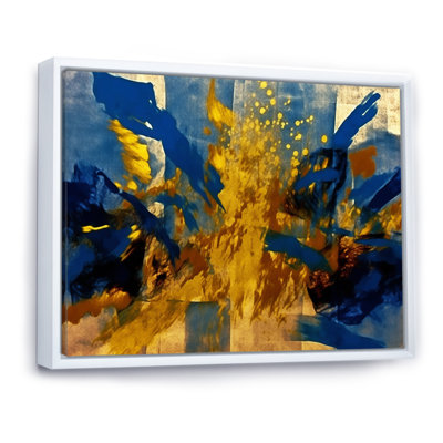 Abstraction lyrique en bleu et jaune - Collages abstraits, impressions d'art mural