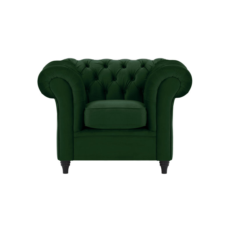 Upholstered Chesterfield Chair, Dark Green