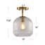 Plafonnier semi-encastré moderne en verre nervuré de 10 po de largeur, luminaire en métal avec abat-jour en verre texturé transparent pour chambre à coucher, couloir, entrée-1401619596