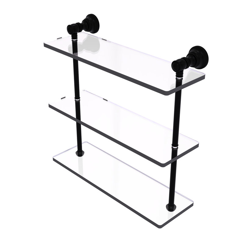 Freyja 3 Piece Glass with Towel Bar, 16" H x 16" W x 5.54" D, Matte Black